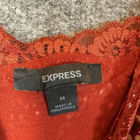 Y2K Express Shirt Womens Medium Babydoll Lace Spaghetti Strap Tank Top Whimsy - Picture 6 of 8